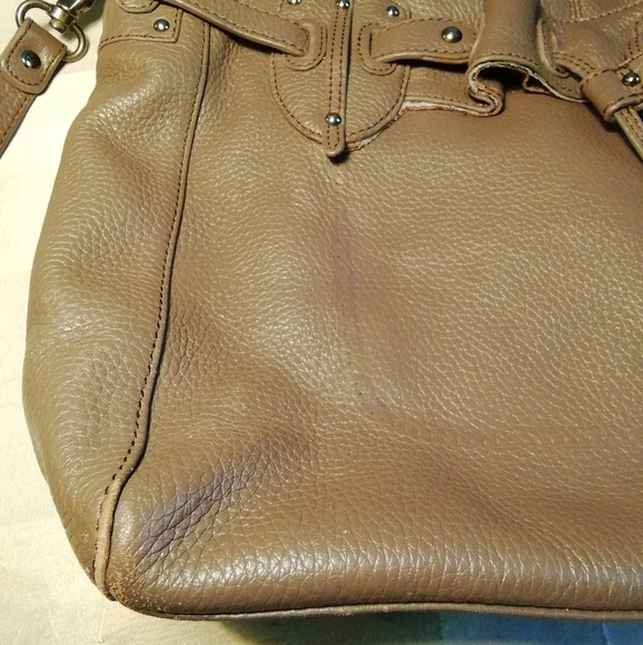 Genuine leather grey satchel handbag - Picture 2 of 7